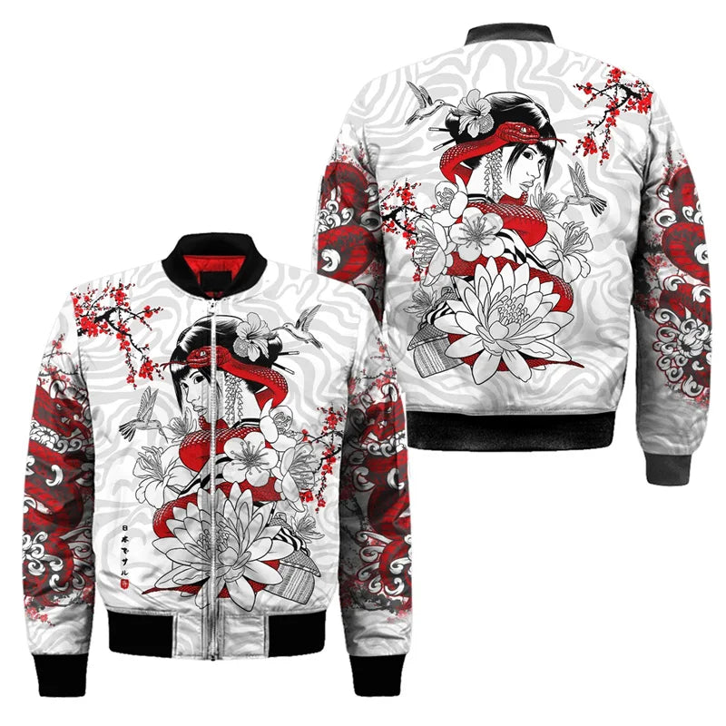 3D Artistic Floral Bomber Jacket