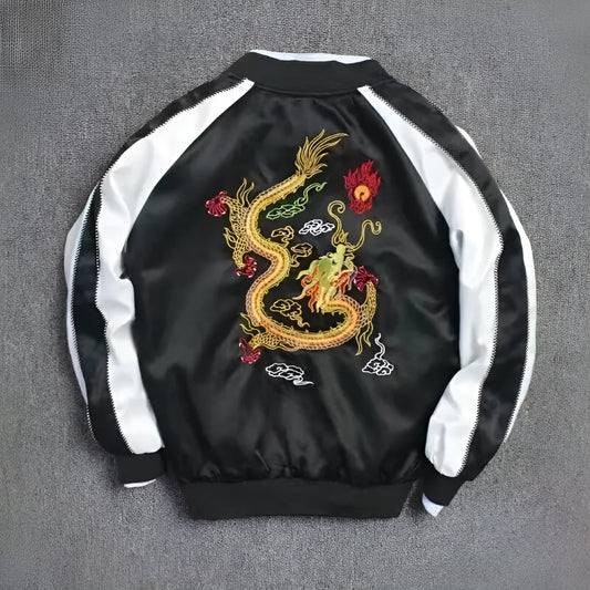 Dragon Embroidered Bomber Jacket