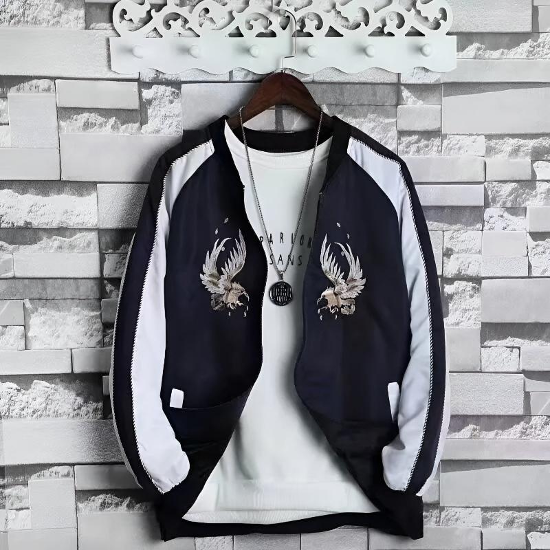 Dual Eagle Embroidered Bomber Jacket