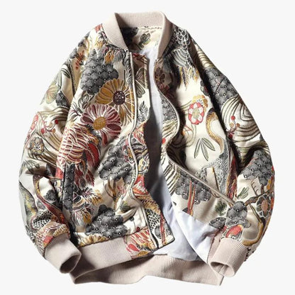 Floral Embroidered Bomber Jacket