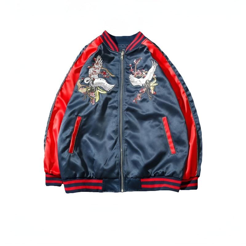 Embroidered Birds Souvenir Bomber Jacket