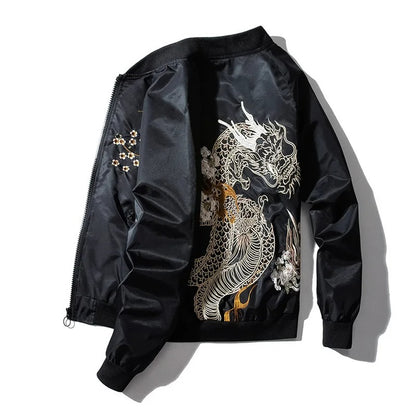 Embroidered Dragon Bomber Jacket