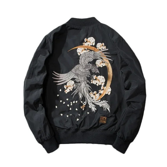 Embroidered Phoenix Bomber Jacket