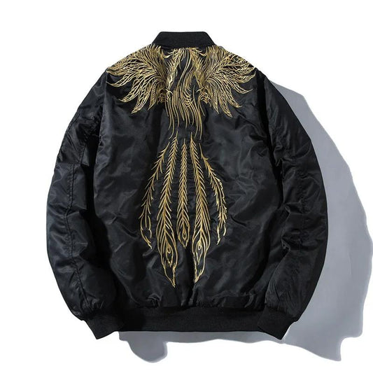 Feather Embroidered Bomber Jacket