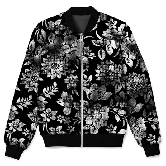 Floral Contrast 3D Printed Bomber Jacket