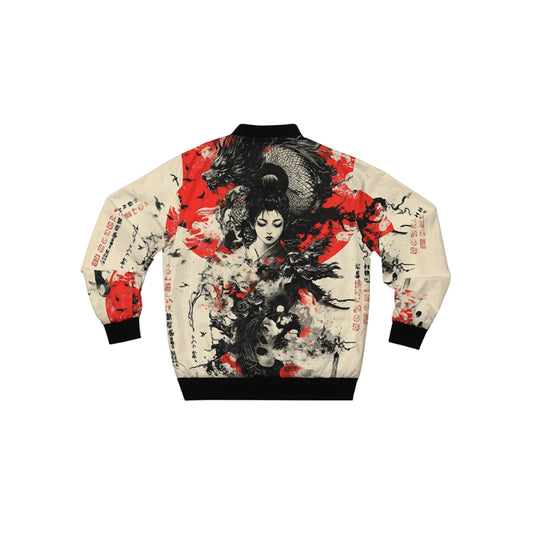 Geisha Inspired Artistic Bomber Jacket