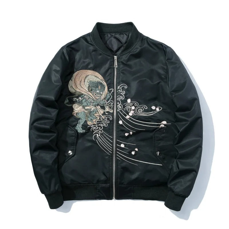 Japanese Anime Embroidered Bomber Jacket