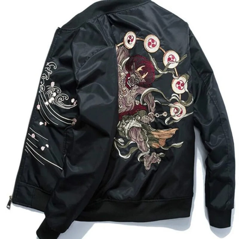 Japanese Anime Embroidered Bomber Jacket