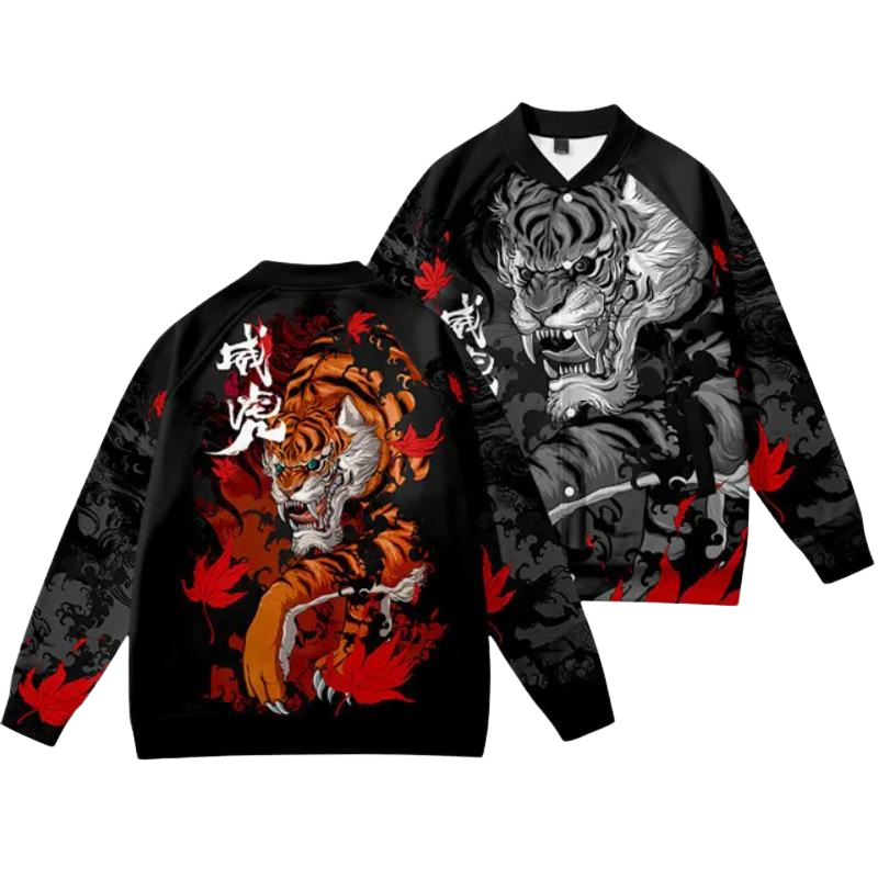 Maple Leaf Tiger Printed Bomber Jacket