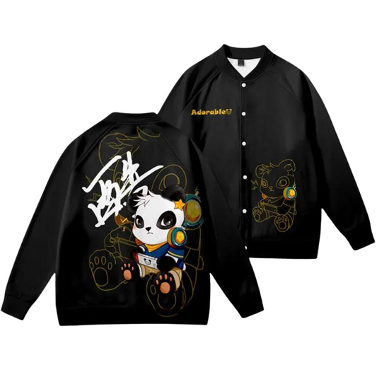 Panda Cartoon Themed Bomber Jacket