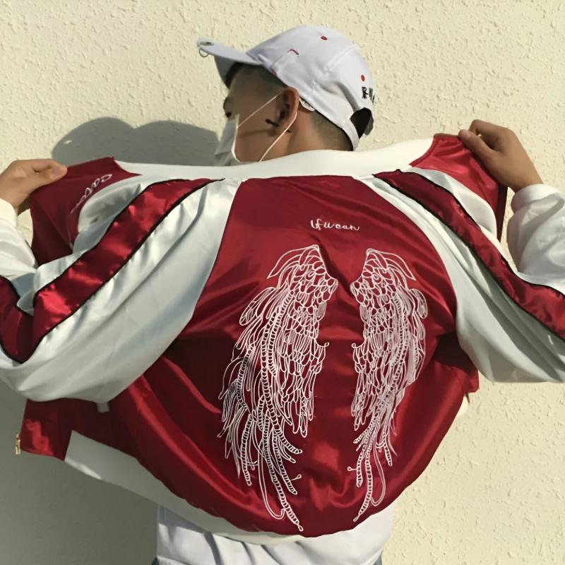 Stylish Wing Embroidered Bomber Jacket