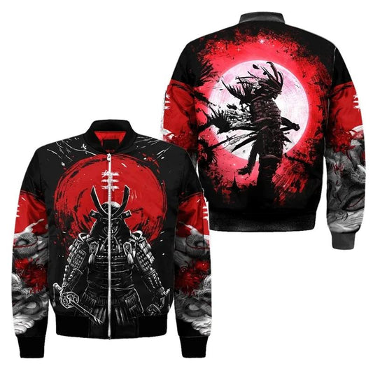 Striking Samurai Printed Bomber Jacket