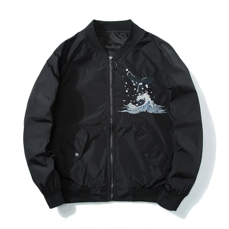 Stylish Whale Printed Bomber Jacket