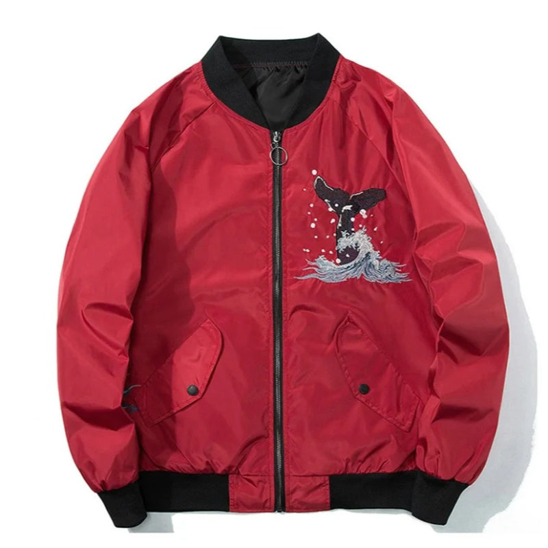 Stylish Whale Printed Bomber Jacket