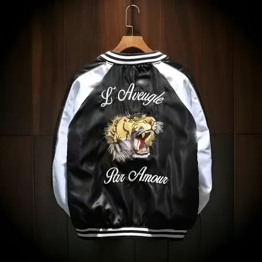 Tiger Embroidered Bomber Jacket